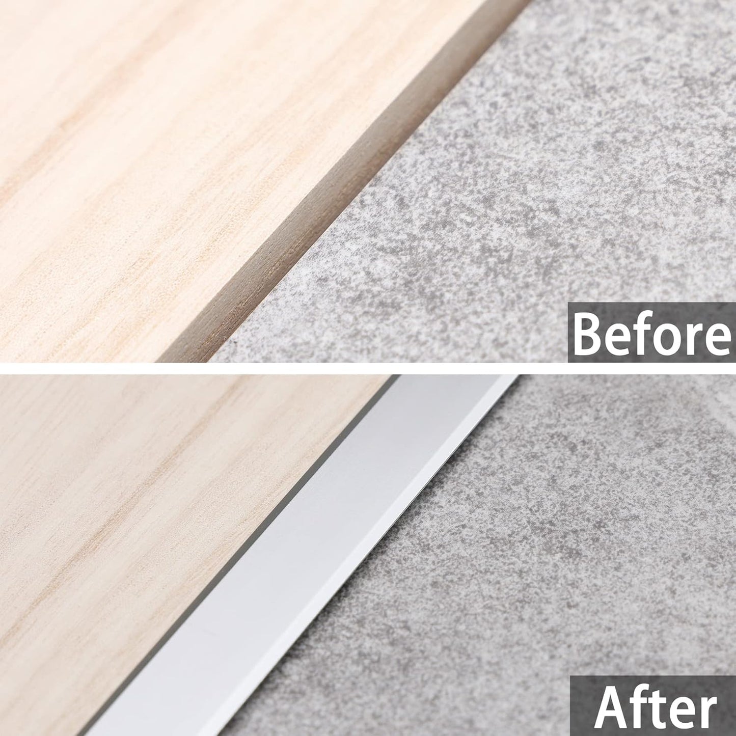 3Pcs Aluminum T Molding Trim & Floor Transition Strips, Flat Divider Strip for Door Threshold and Joining Flooring Gaps of Laminate Planks Tile (2.9Ft x 0.8In, Matte Silver)