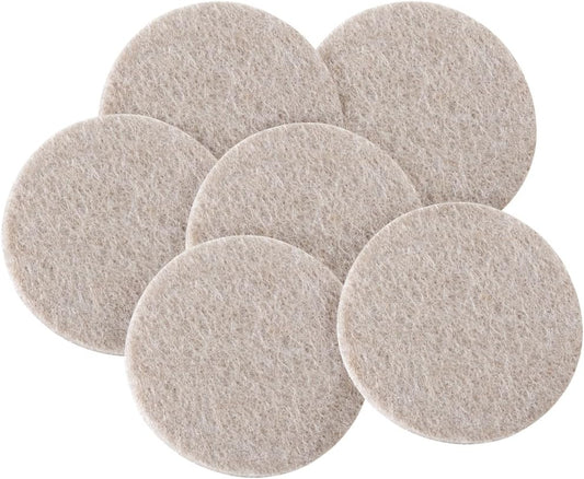 SoftTouch Heavy-Duty Felt Furniture Pads – 2" Round Self-Adhesive Floor Protectors for Hardwood, Tile & Laminate – Scratch-Resistant, Linen, 6 Pack