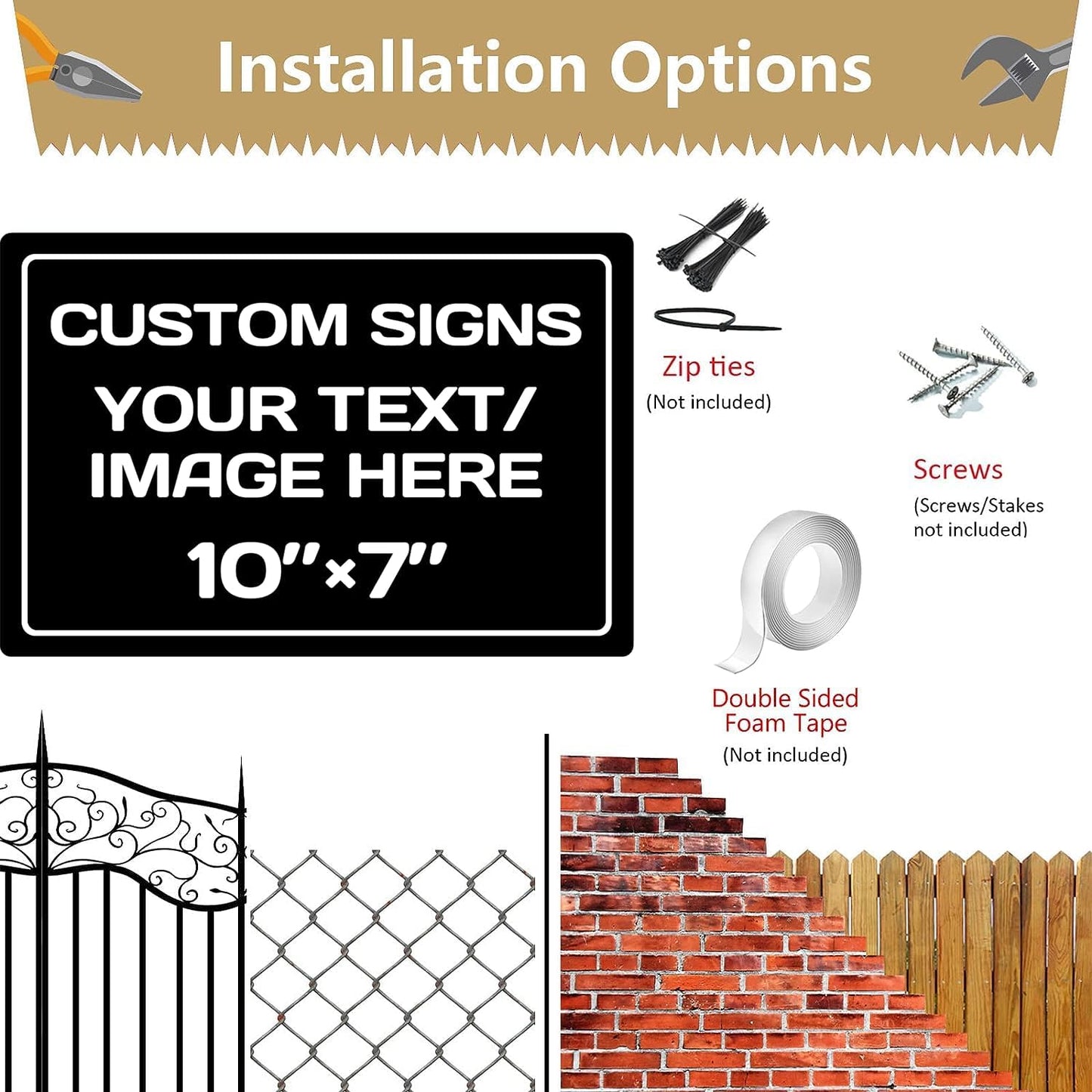 Personalized Aluminum Weatherproof Metal Signs - Custom Text & Picture, Multiple Sizes - Hazard, Garden, Custom Door & Business Signs