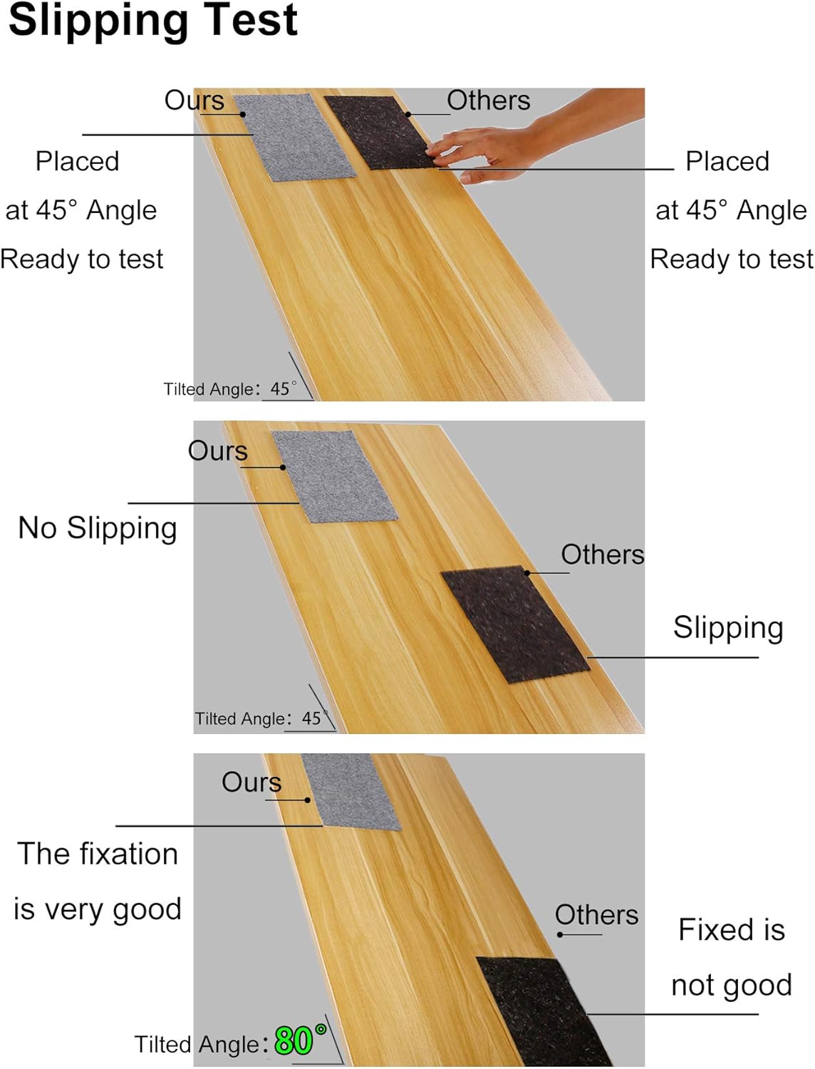 Non Slip Rug Pad Grippers - 5x6, 1/8" Thick, (Felt + Rubber) Double Layers Area Carpet Mat Tap, Provides Protection and Cushioning for Hardwood or Tile Floors