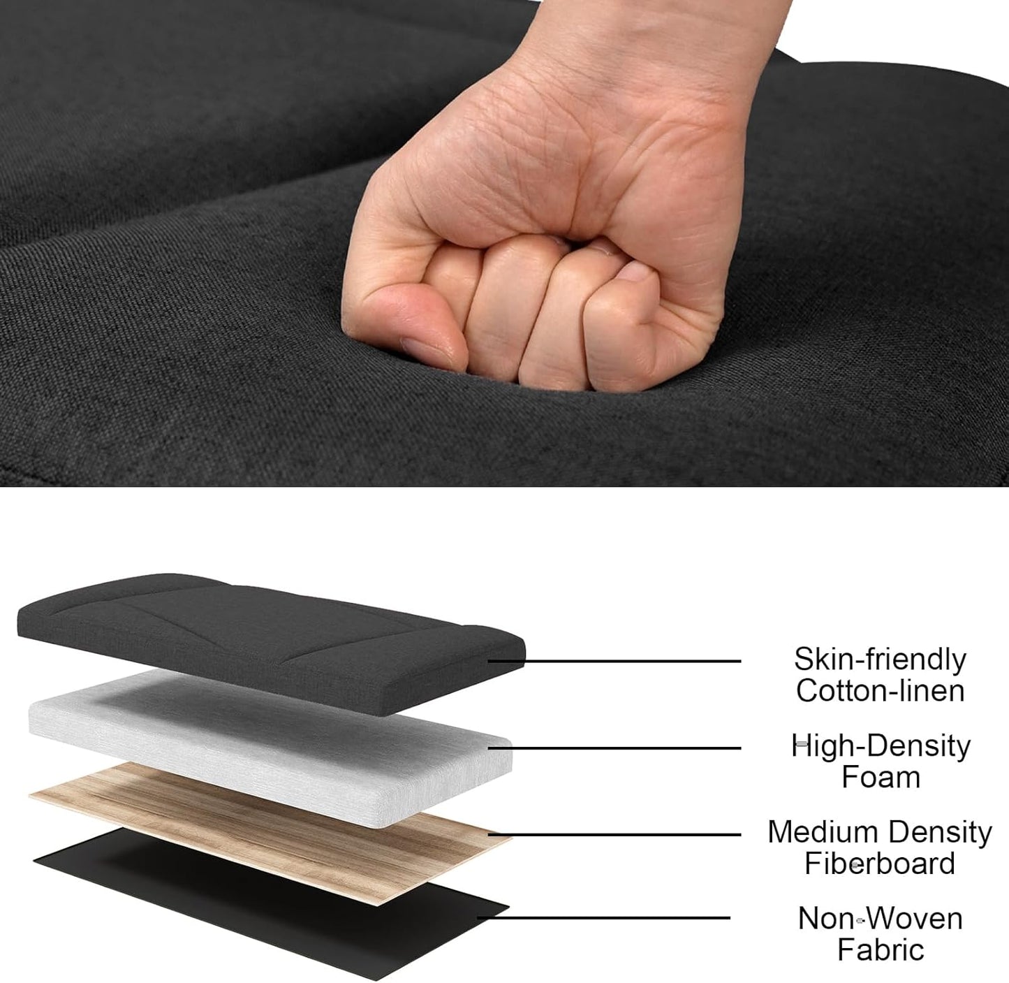 Folding Storage Ottoman Bench, 30 Inches Storage Chest, End of Bed Bench,Folding Ottoman for Bedroom, Entryway and Living Room, 30"x15"x15",Black