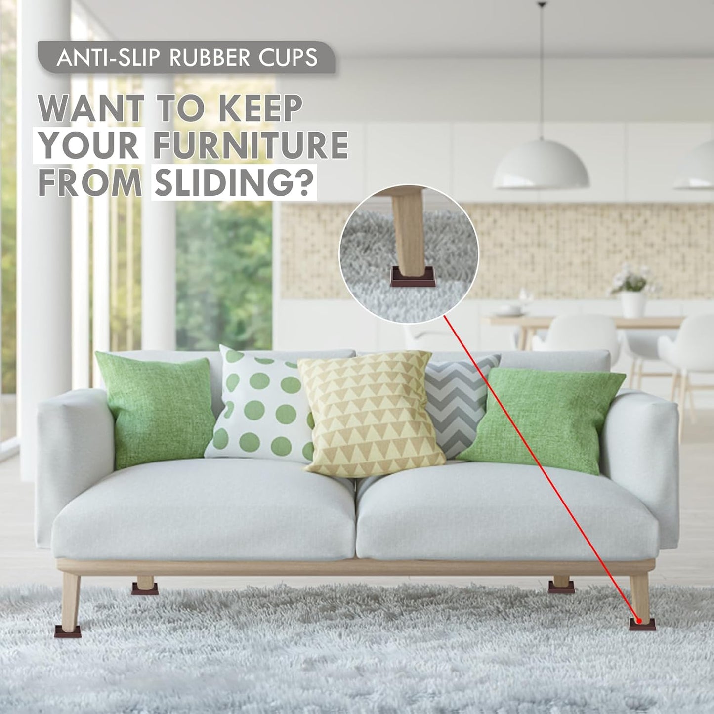 Non Slip Furniture Pads, 1.5” Round Rubber Caster Cups, 4 Pcs Furniture Coasters, Anti-Slip Gripper, Anti Slide Furnitures Feet Floor Protectors for Bed Couch Stoppers - Black