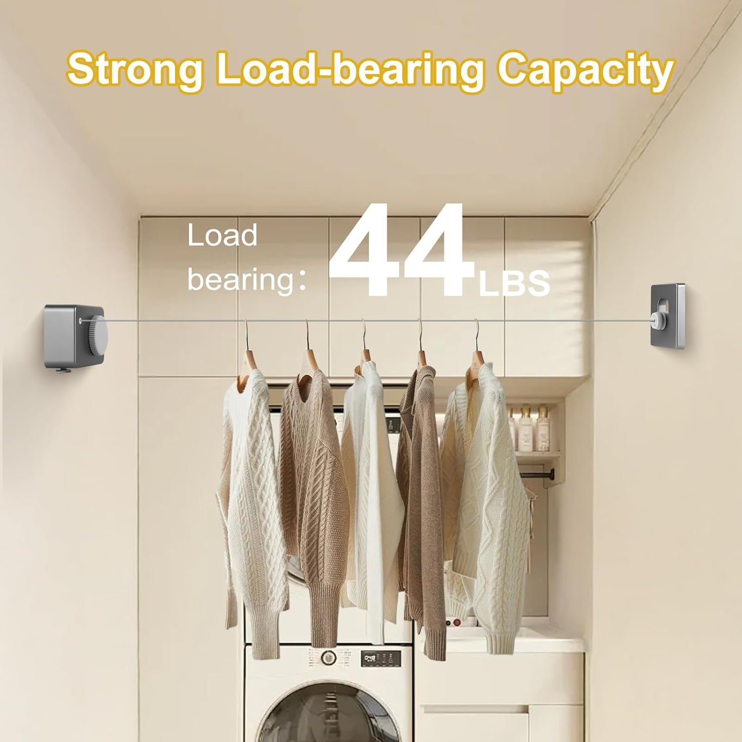 Retractable Clothesline Indoor/Outdoor, Anti-Sag for Drying Clothes Line Retracting Indoor/Outdoor, We Equipped This 13.8 Fts Laundry line Retractable with 4 Large Clips