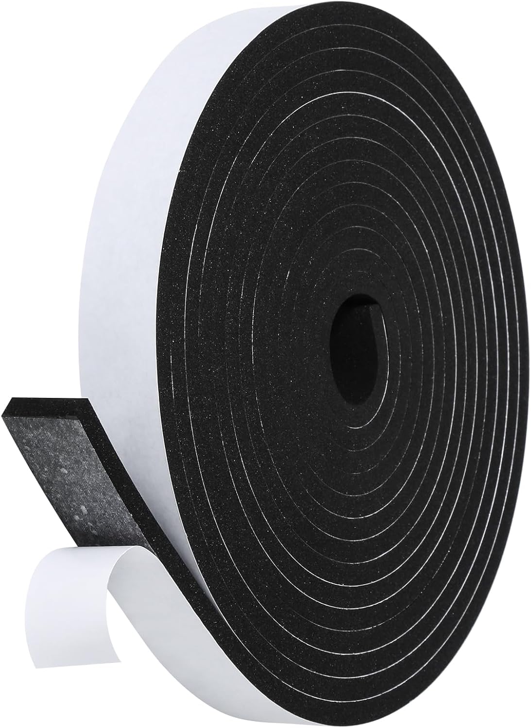 Weather Stripping Door Seal Strip- 1 Inch X 1/4 Inch X 16Feet, Strong Adhesive, Lightproof, Soundproof, Weatherproof Foam Tape Insulation for Sliding Door, Front Door Frame, Windows- Black