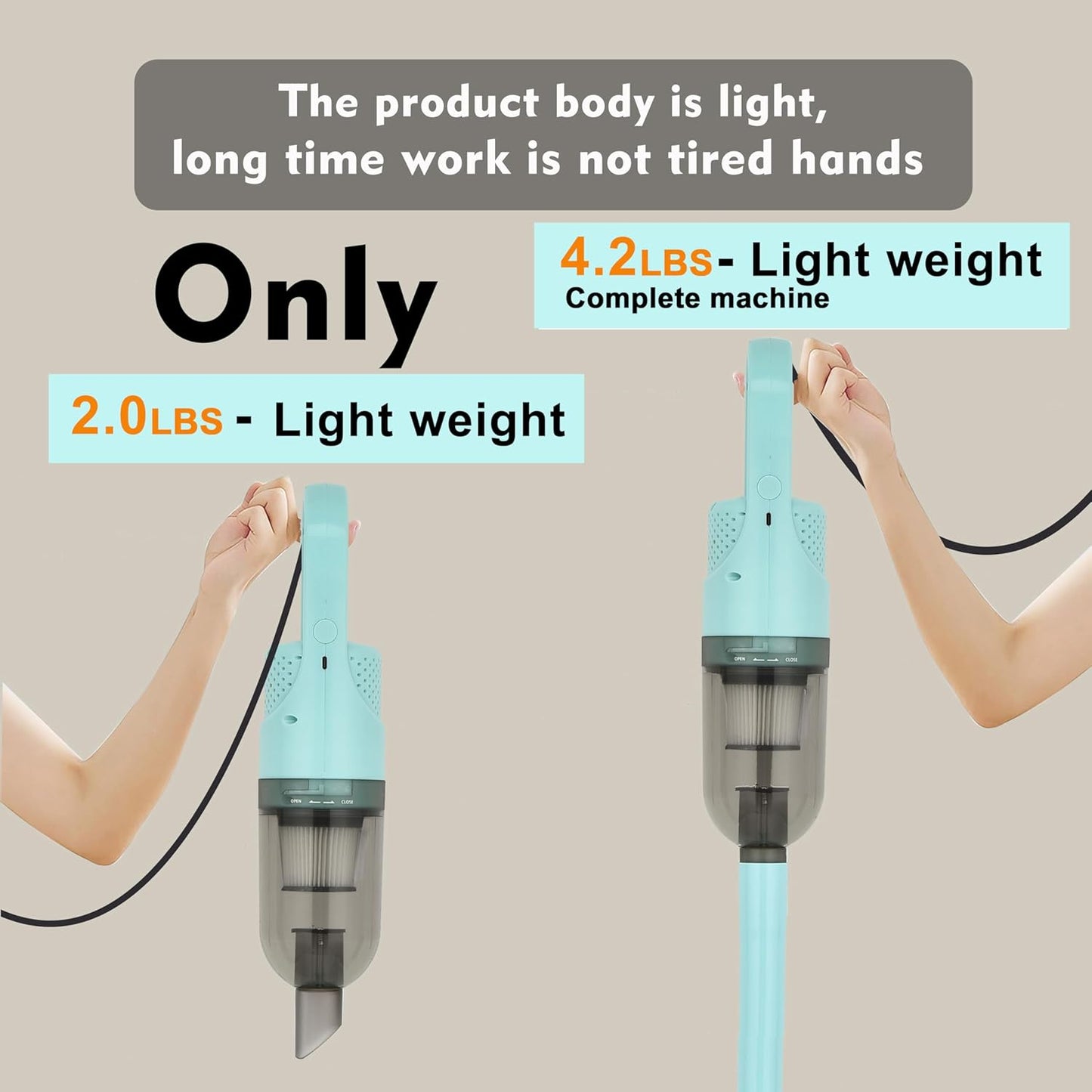 6-in-1 Lightweight Stick Vacuum Cleaner with 100W Powerful Motor, Mini Portable Household Handheld Vacuum Cleaner for Domestic Hard Floors, Carpets and Pet Hair(Green Corded)