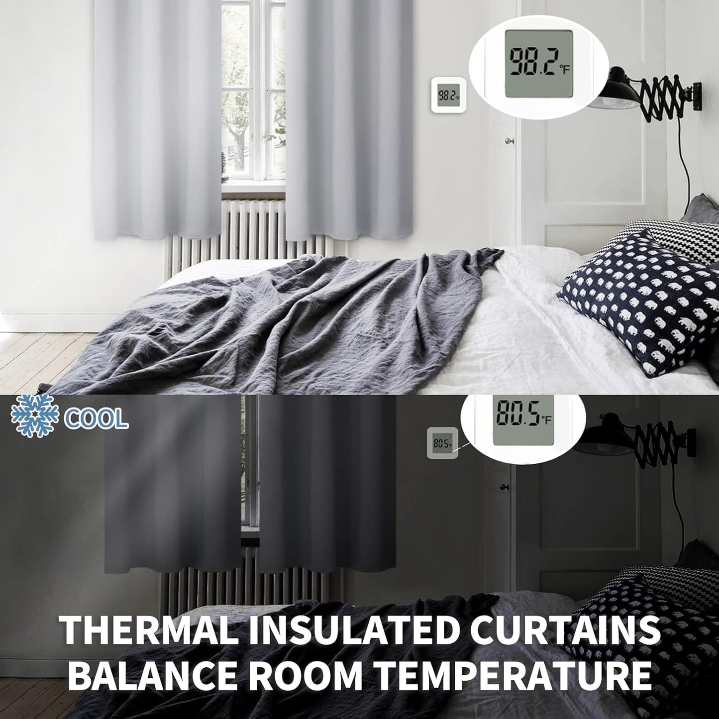 BGment Rod Pocket Blackout Curtains for Bedroom - Thermal Insulated Room Darkening Curtain for Living Room, 70 x 63 Inch, 2 Panels, Light Grey