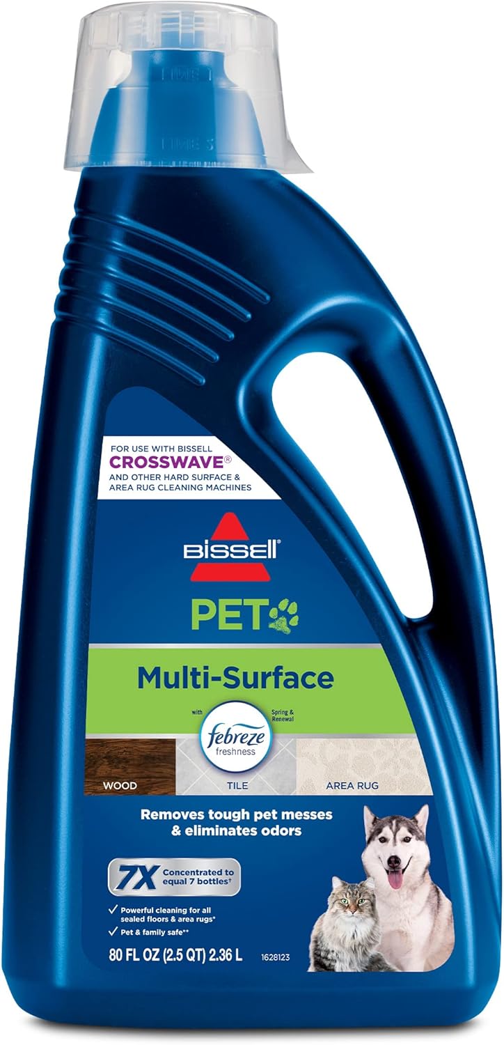 Bissell Multi-Surface Pet Formula with Febreze Freshness for Crosswave, 2295L, 80 oz, Safe to use on Sealed Hard Floors and Area Rugs, Removes Tough Pet Messes, and Eliminates Odors. Febreze Freshness