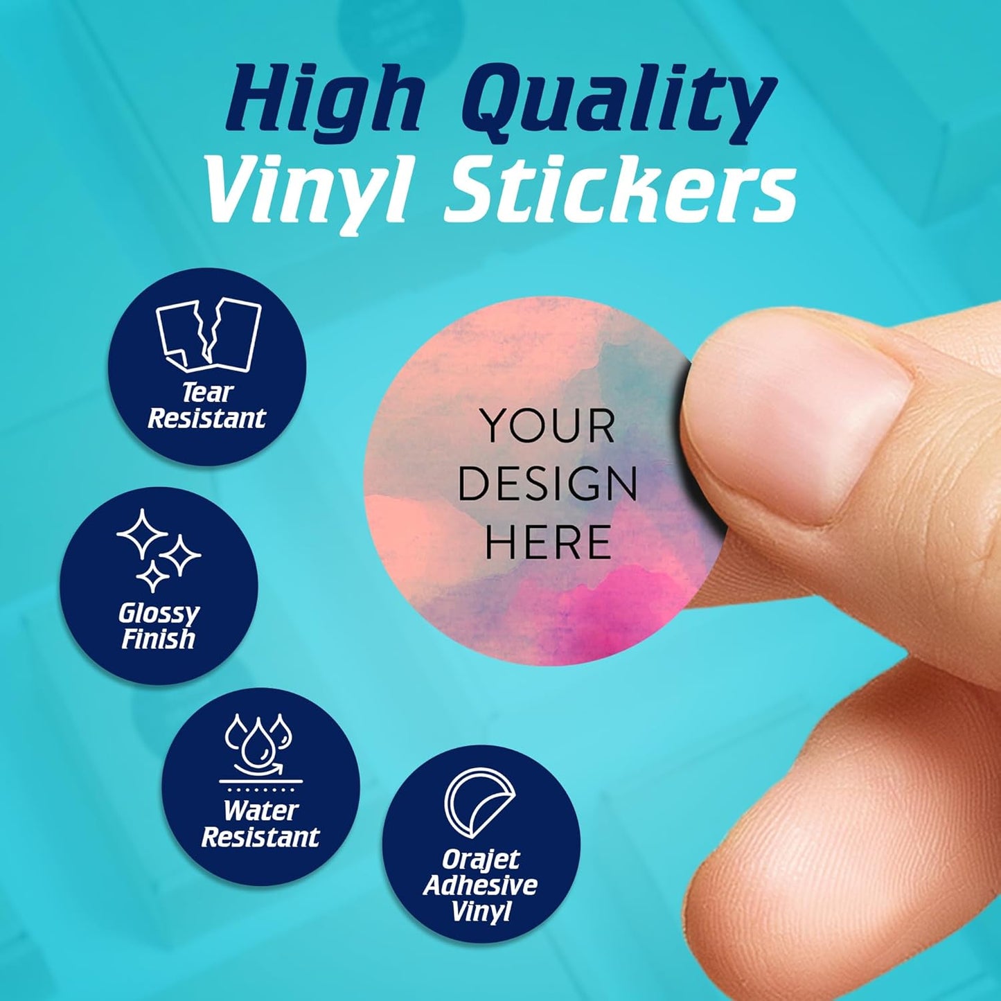 100 Custom Vinyl Stickers - Upload Your own Image, Text, Design, Logo - Personalized Logo Labels for Handmade, Packaging, Bottle, Jars, Candle, Brand Stickers (Rose, 1x1)