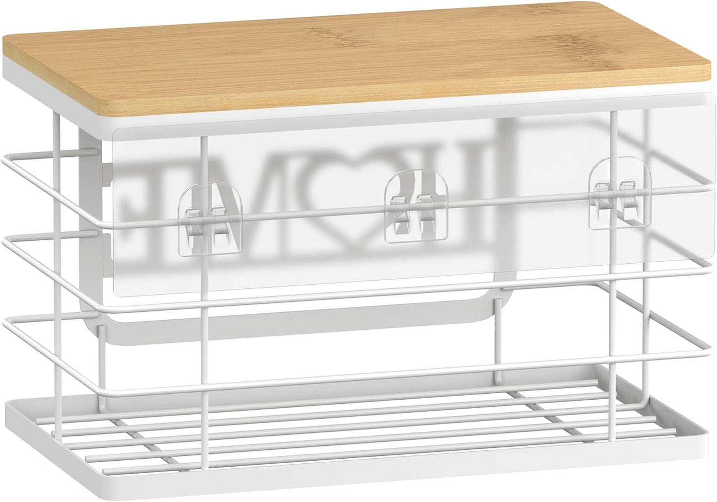 Trash Bag Holder, Thipoten Trash Bags Dispenser with Bamboo Top, Suitable for Garbage Bags Purchased Online or Supermarket, Perfect Storage Organizers for Cabinet, Under Sink (White, Large)