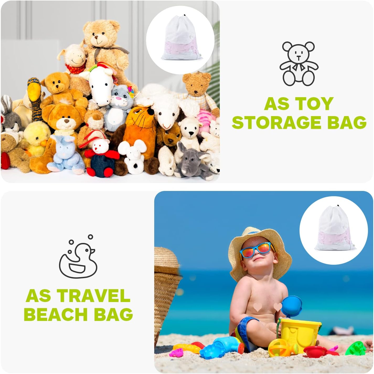 OTraki 2 Pack Mesh Laundry Bag, 20x24 Inch Heavy Duty Laundry Fine Mesh Bags Dirty Clothes Drawstring Laundry Wash Bag Delicates Net Storage Travel Bag Machine Washable for College Home Dorm White