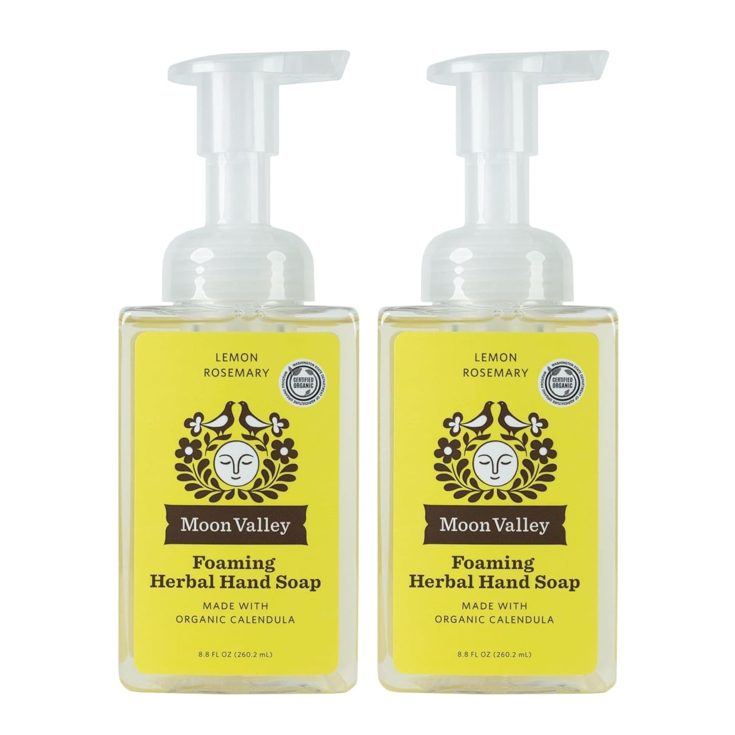 Moon Valley Herbal Foaming Hand Soap, Lemon Rosemary Two Pack, Vegan, Recyclable Bottle