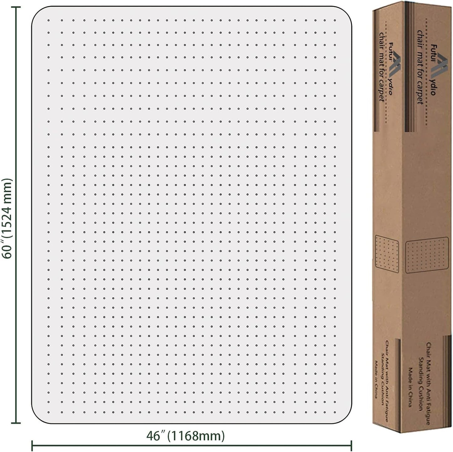 FuturHydro Office Chair Mat for Carpet, 46" x 60" Clear Office Home Floor Protector Mat, Transparent Mats for Office, Home and Gaming Floors (Rectangle)