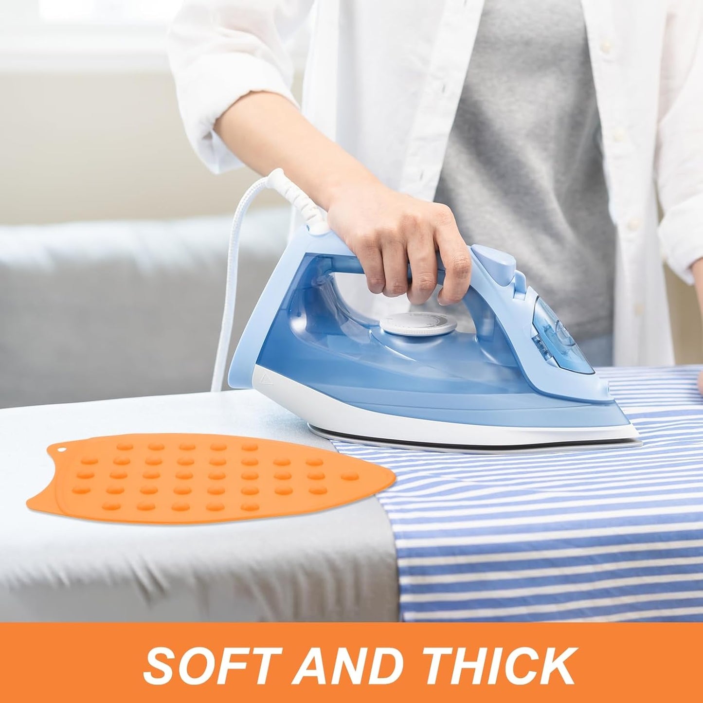 PATIKIL Silicone Iron Rest Pad, 2 Pcs Multipurpose Hot Heat Resistant Iron Rest Plate Protective Pad for Ironing Board Hot Resistant Steamer Steam Compact Mat, Orange