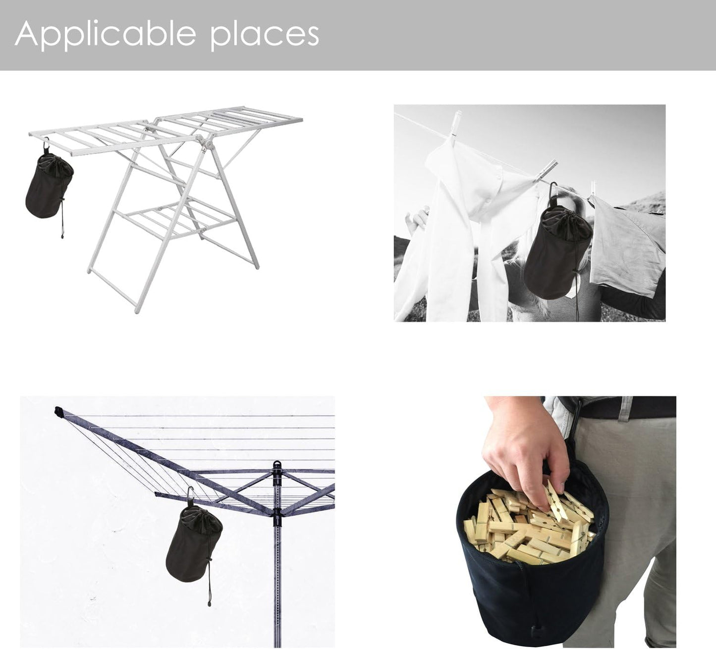 Clothespins Bag Hanging Clothesline Peg Organizer Storage Bags,Dust-Proof(Puper Ultra Violet)