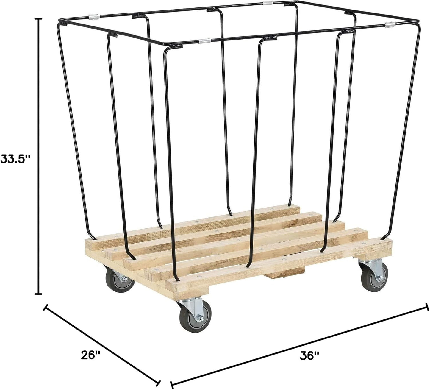 Global Industrial 12 Bushel, Canvas Basket Bulk Truck, 36" L x 26" W x 33-1/2"H, Unassembled, Rolling Laundry Cart, Commercial Material Handling Cart with Swivel Rubber Casters