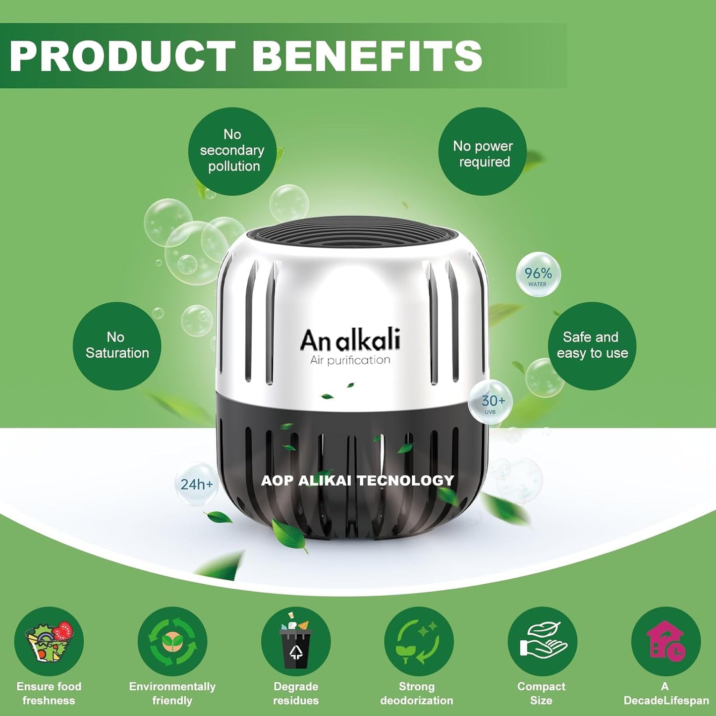 Fridge Deodorizer, 2Pack AOP ALKALI Refrigerator Freezer Deodorizer Kitchen Gadgets Odor Eliminator, Room,RV and New Home,More Effective Than Baking Soda Charcoal Air Purifier