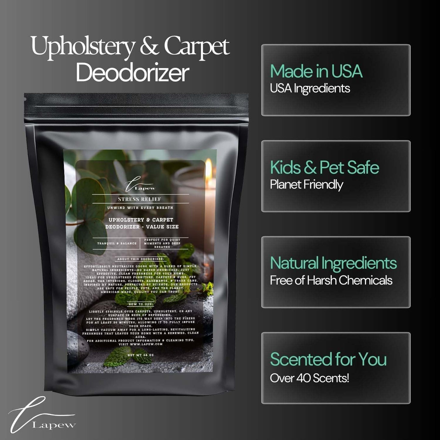 Stress Relief Carpet Freshener Powder Refill 36 oz | Powerful Odor Eliminator for Home | Upholstery Deodorizer | Carpet Deodorizer | Pet Urine | Cat Litter Box