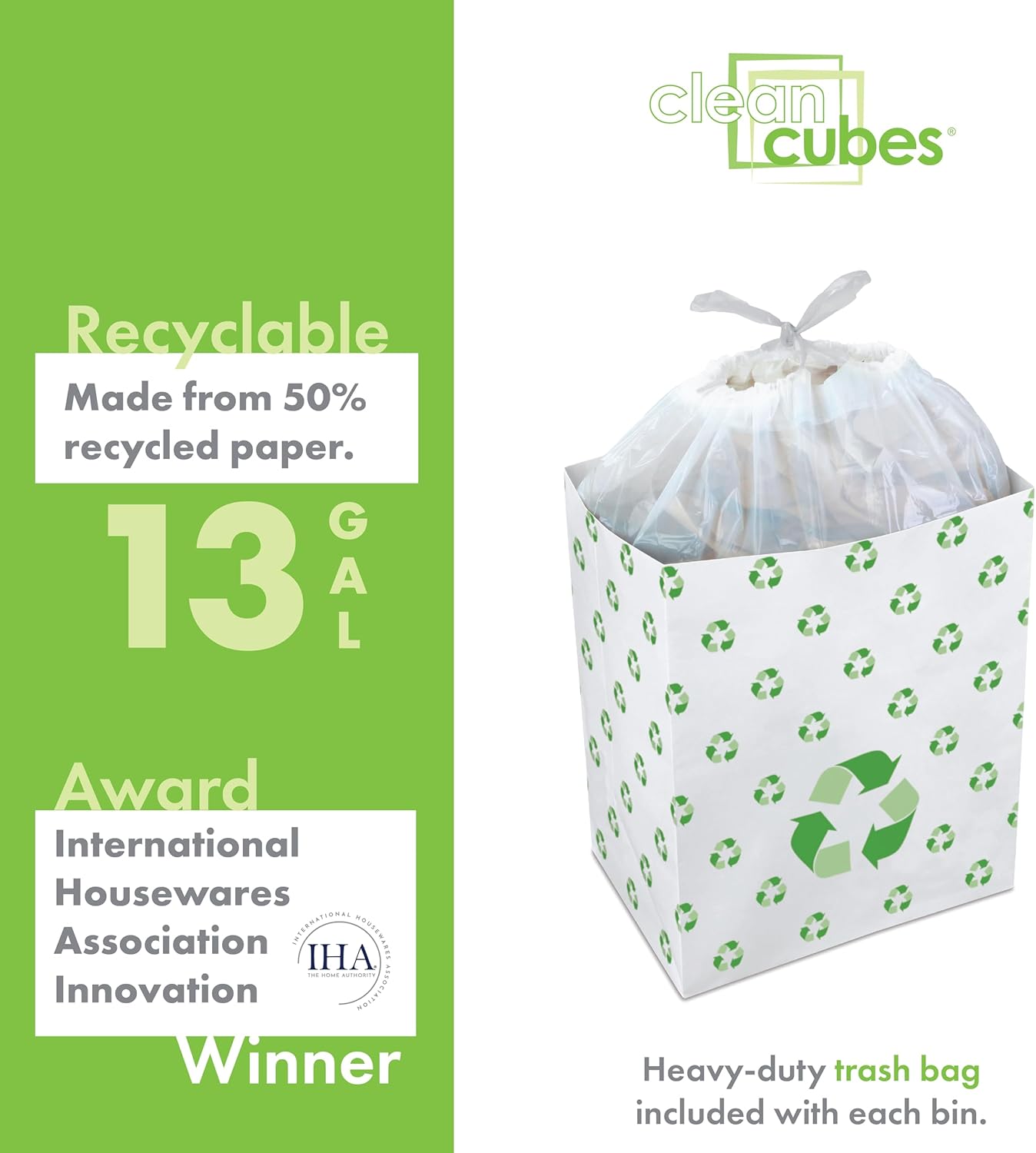 13 Gallon Disposable Pop-Up Trash Cans (3-Pack) with Fitted Bags – Foldable Garbage & Recycling Bins for Parties, Events & Kitchen (Recycle, 17" H x 13.5" W x 10" D)