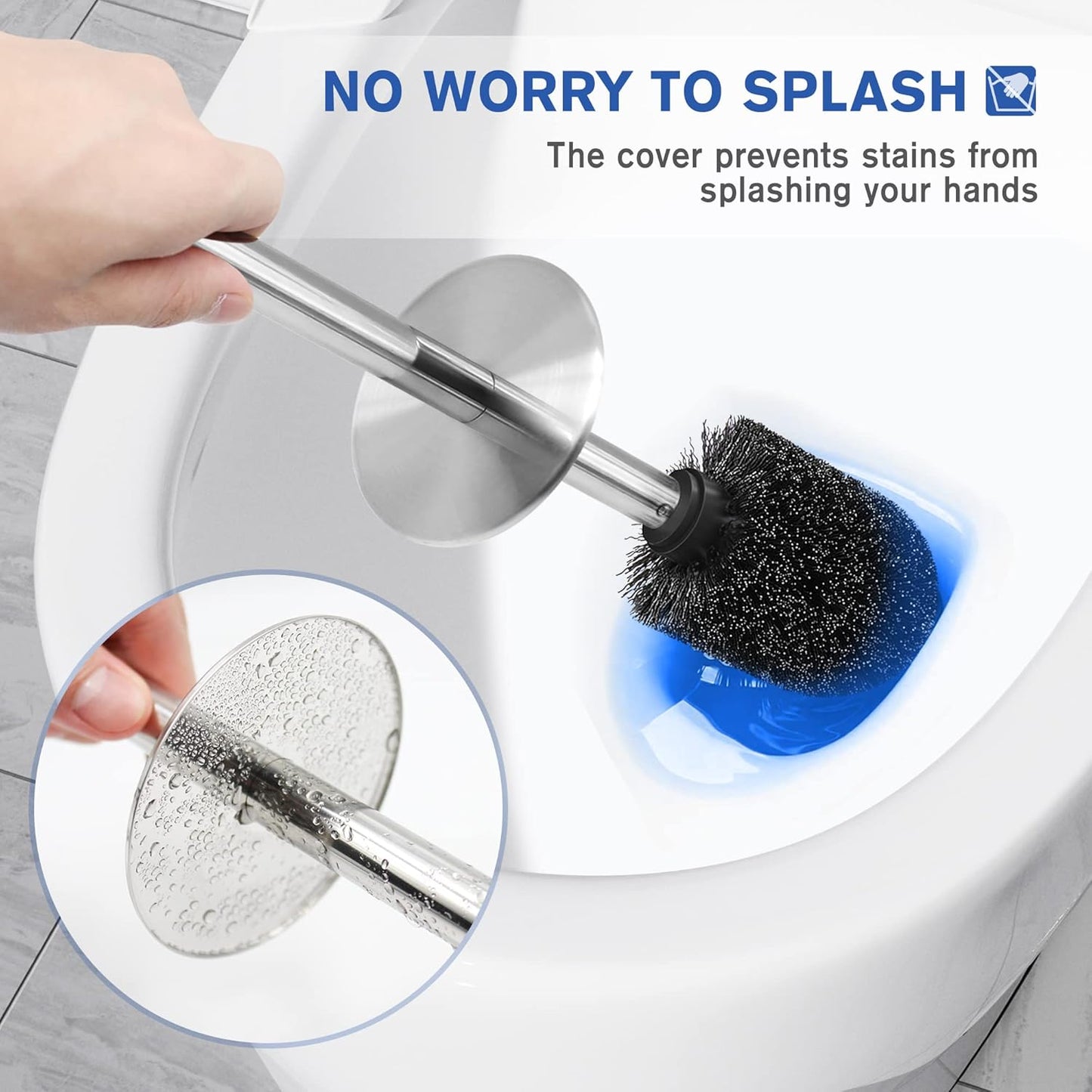 Toilet Brush and Holder, Toilet Brush 304 Stainless Steel, Toilet Bowl Brush for Bathroom Toilet-Ergonomic, Elegant,Durable