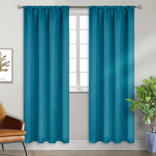 BGment Peacock Blue Blackout Curtains 84 Inch Length for Living Room - Thermal Insulated Drapes with Rod Pocket Darkening Privacy for Bedroom Dining, 52 x 84 Inch, 2 Panels