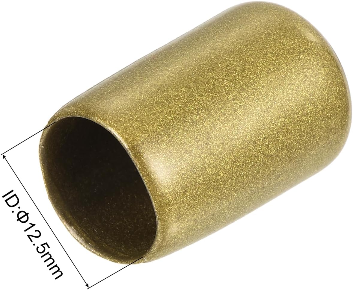 uxcell 20pcs Rubber End Caps 12.5mm(1/2 inch) ID Vinyl Round Tube Bolt Cap Cover Thread Protectors Gold