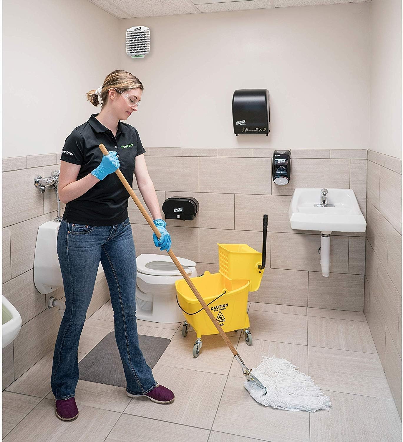 SIMPLI-MAGIC Commercial Mop Bucket with Side Press Wringer, 36 Quart – 50,000 Cycles Wringer – Industrial Mop Bucket with Wheels, Yellow