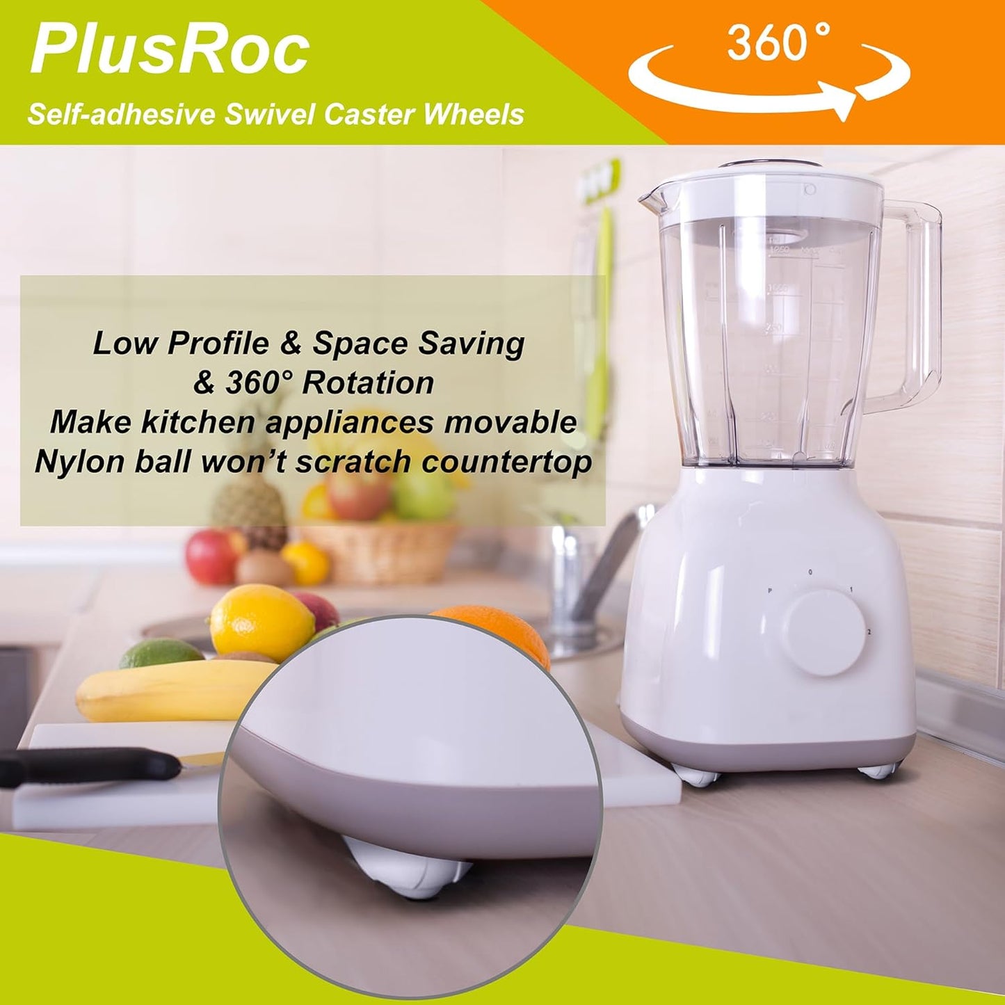 PlusRoc 16 Pack Self Adhesive Caster Wheels For Appliance, Load Capacity 14LBS Per Wheel, Mini Swivel Wheels Sliders Roller For Stand Mixers Air Fryers