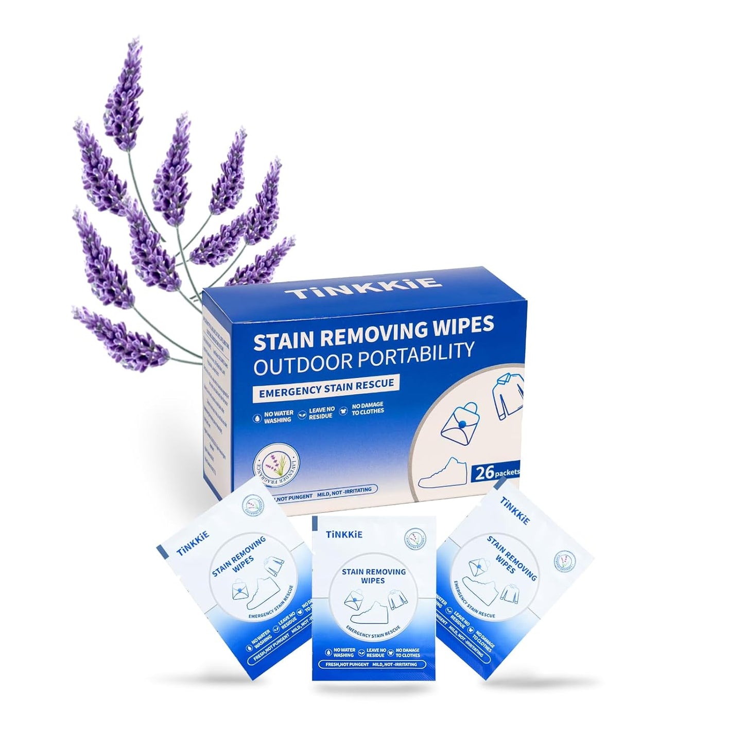 26-Pack Stain Remover Wipes, Portable Clothing Stain Remover Wipes, Instant Stain Remover and Individually Wrapped, Stain Removers for Clothes, Shoes And Surface Cleaning of Headphones and Electronics