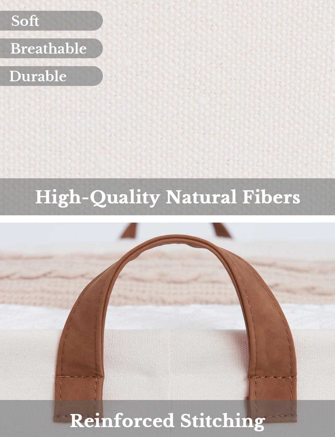 StorageWorks Storage Bins, Fabric Storage Bins for Shelves, Storage Baskets with Metal Frame, Closet Baskets and Bins with Handles, Natural Color, 2-Pack