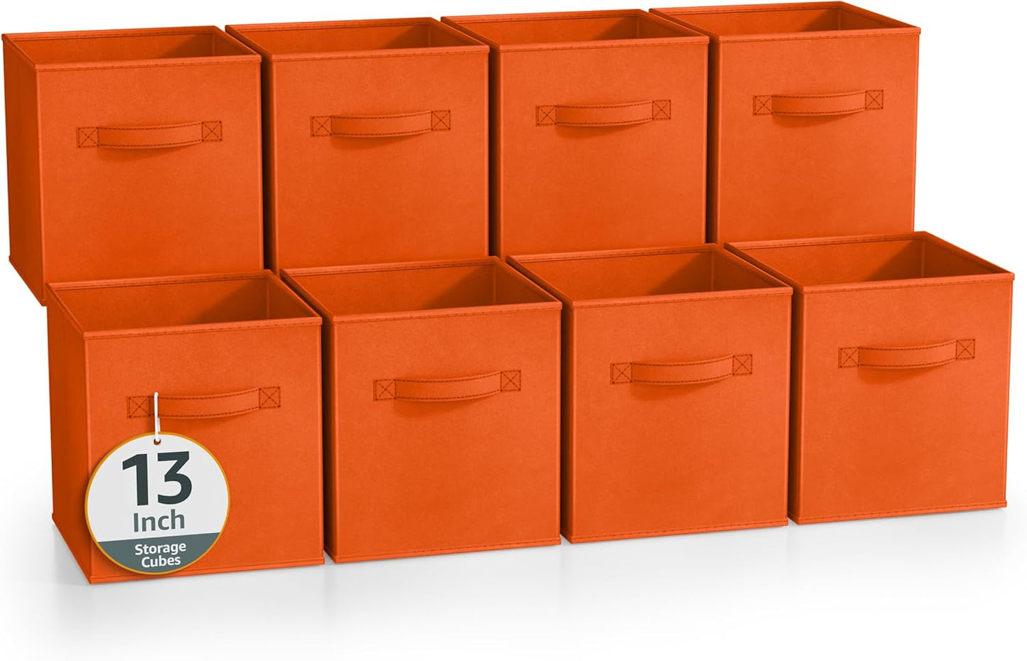 Sorbus 13 Inch Storage Bins - Sturdy Collapsible Fabric Storage Cubes with Handle - 8 Foldable Baskets for Organizing Clothes, Toys, Books - Storage Baskets for Shelves, Closets