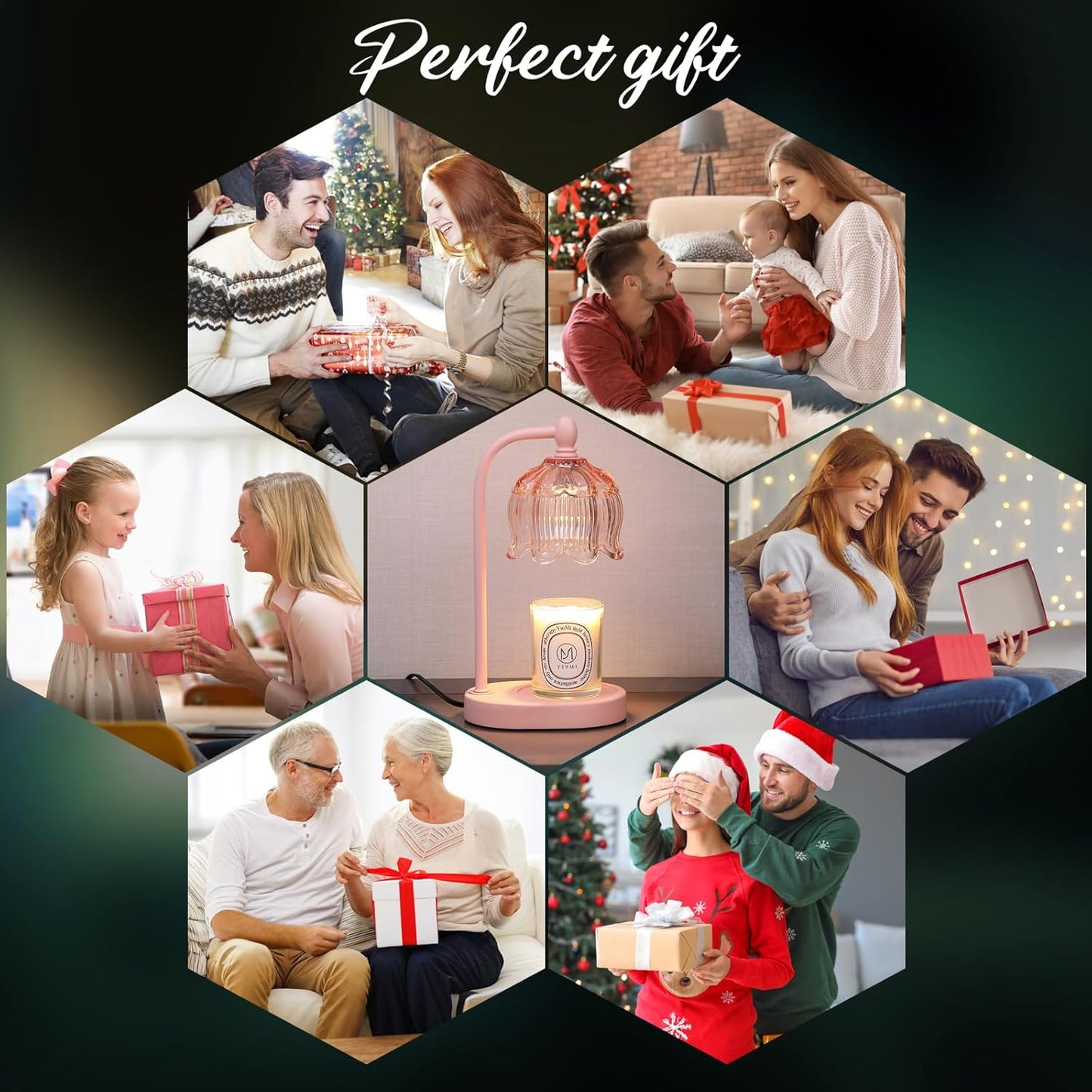 Pink Candle Warmer Lamp with Timer and Dimmer,Mother's Day Gifts for Mom/Wife, Melt Wax Warmer Lamp with 2 Bulbs for Candle Jars House Warming New Home Decor