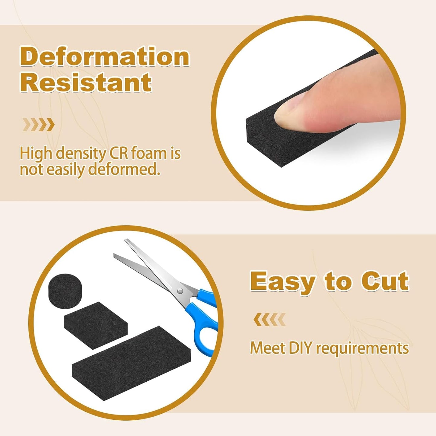 Weather Stripping Soundproof 1/2 in x 1/8 in, Door Seal Strip High Density, Weatherproof Insulation Foam Tapes for Windows, 3 Rolls Total 49.5Ft