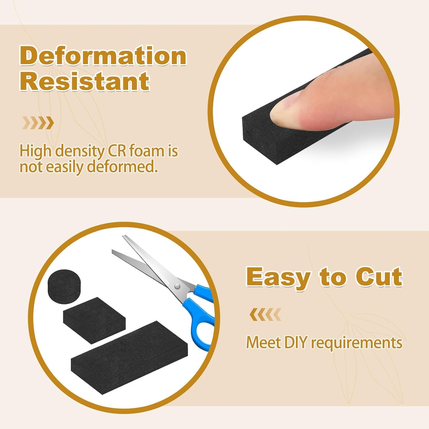 Weather Stripping Soundproof 1 in x 1/2 in, Weatherproof Foam Insulation Tapes, High Density Weatherstrip Seal Strips for Sliding Door Window, 2 Rolls Total 20Ft