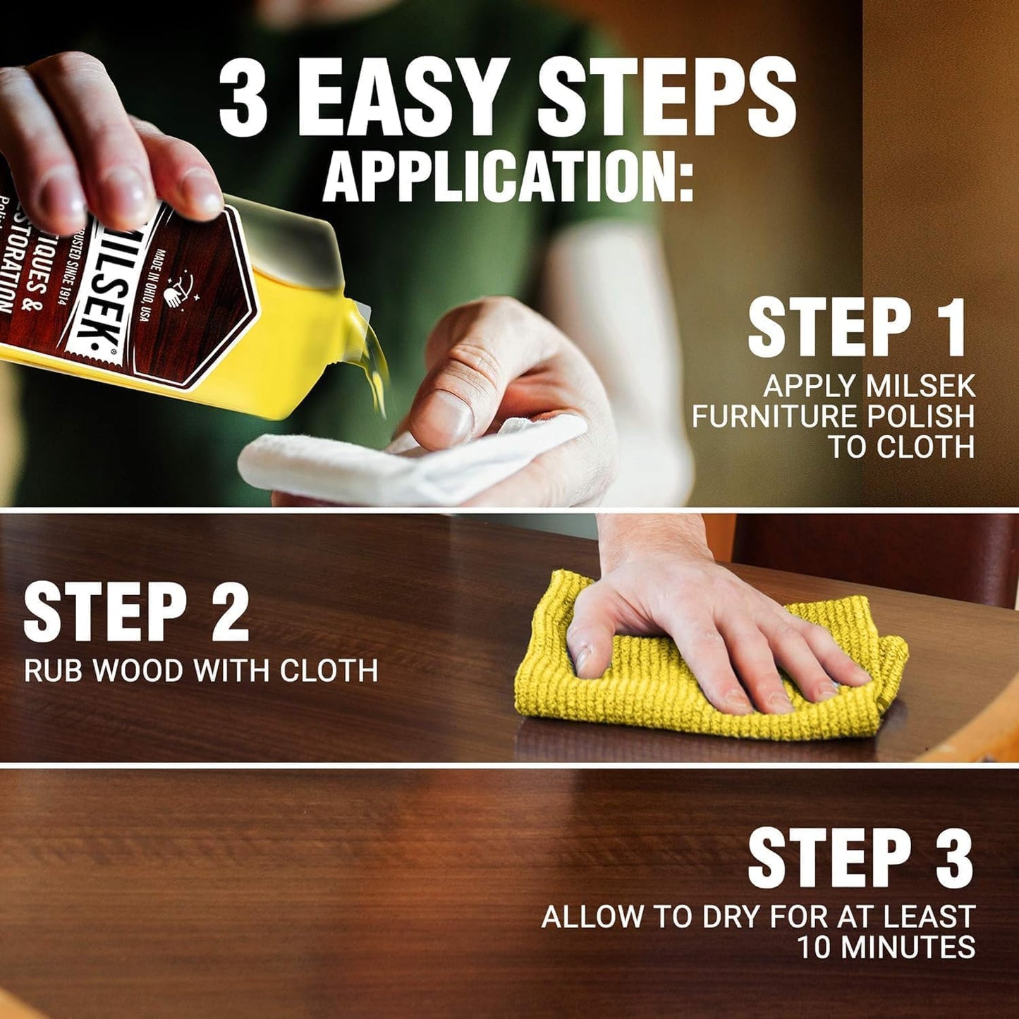 Milsek Antiques & Restoration Polish & Cleaner - Home Essential Cleaning Supplies for Home Improvement of any Wood Antiques or Heirlooms - 12 Fl Oz (Pack of 12)