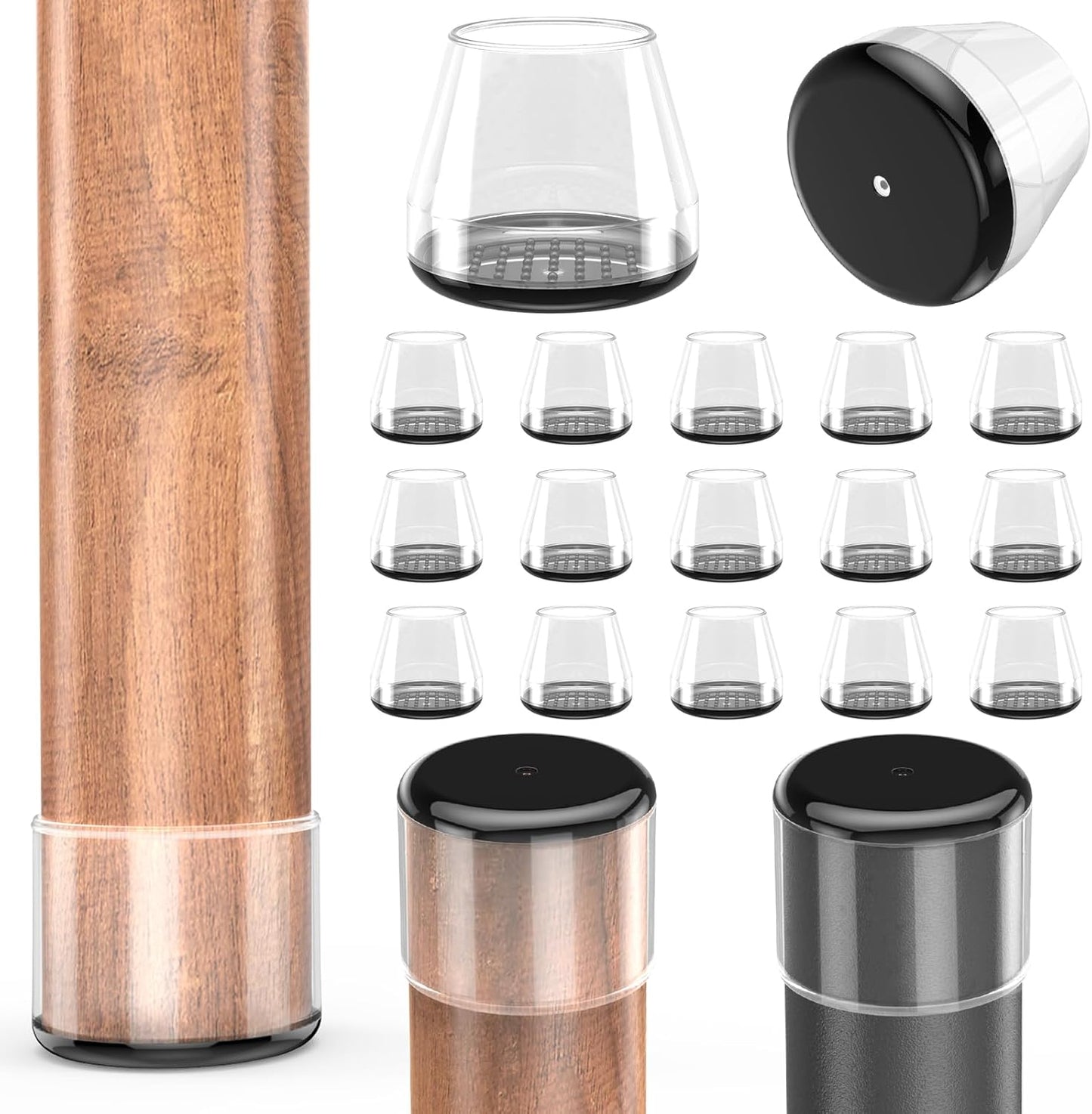 Furniture Sliders,24 PCS Chair Leg Sliders for Carpet, Furniture Movers Sliders, Carpet Chairs Furniture Glides, Floor Protectors, Carpet Moving Sliders Easily Move.(Clear,Fit:1.2-1.6")