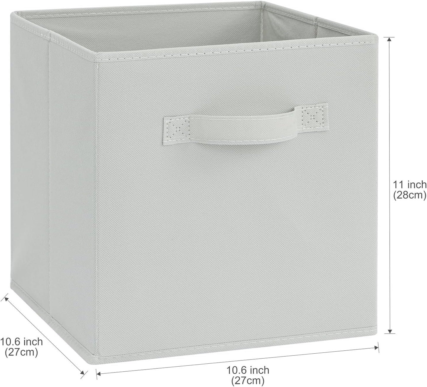 Stero Fabric Storage Bins 6 Pack Fun Colored Durable Storage Cubes with Handles Foldable Cube Baskets for Home, Kids Room, Closet and Toys Organization Gray