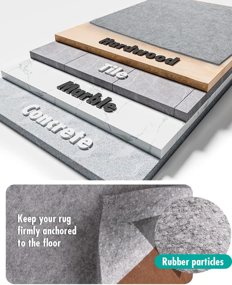 Non Slip Rug Pad Gripper - 2x12 Feet 1/4” Extra Thick Felt Under Rug for Area Rugs and Hardwood Floors,Super Cushioned Non Skid Carpet Padding