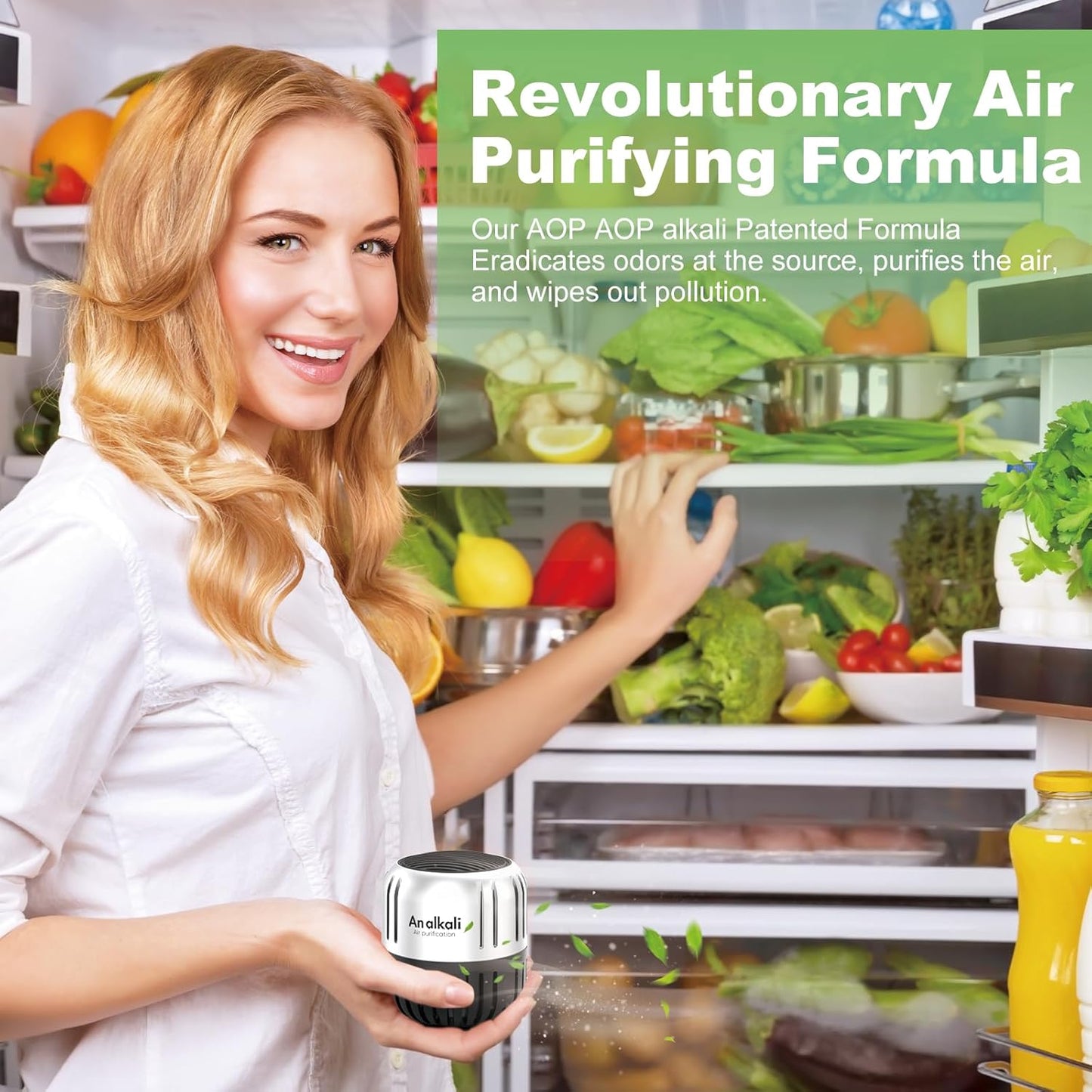 Fridge Deodorizer, 2Pack AOP ALKALI Refrigerator Freezer Deodorizer Kitchen Gadgets Odor Eliminator, Room,RV and New Home,More Effective Than Baking Soda Charcoal Air Purifier