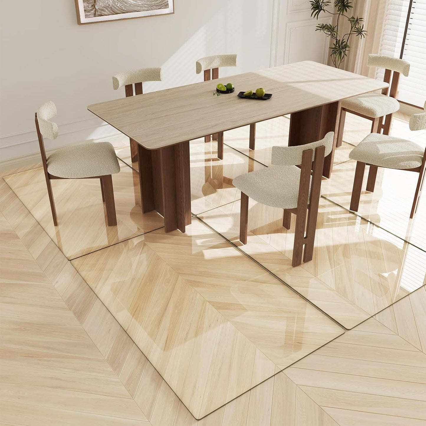 Koonmi Tempered Glass Chair Mat 36"x55" - Premium Office Chair Mat for Hardwood Floors & Low-Pile Carpet with 4 Non-Slip Pads - Thick Scratch-Resistant Surface