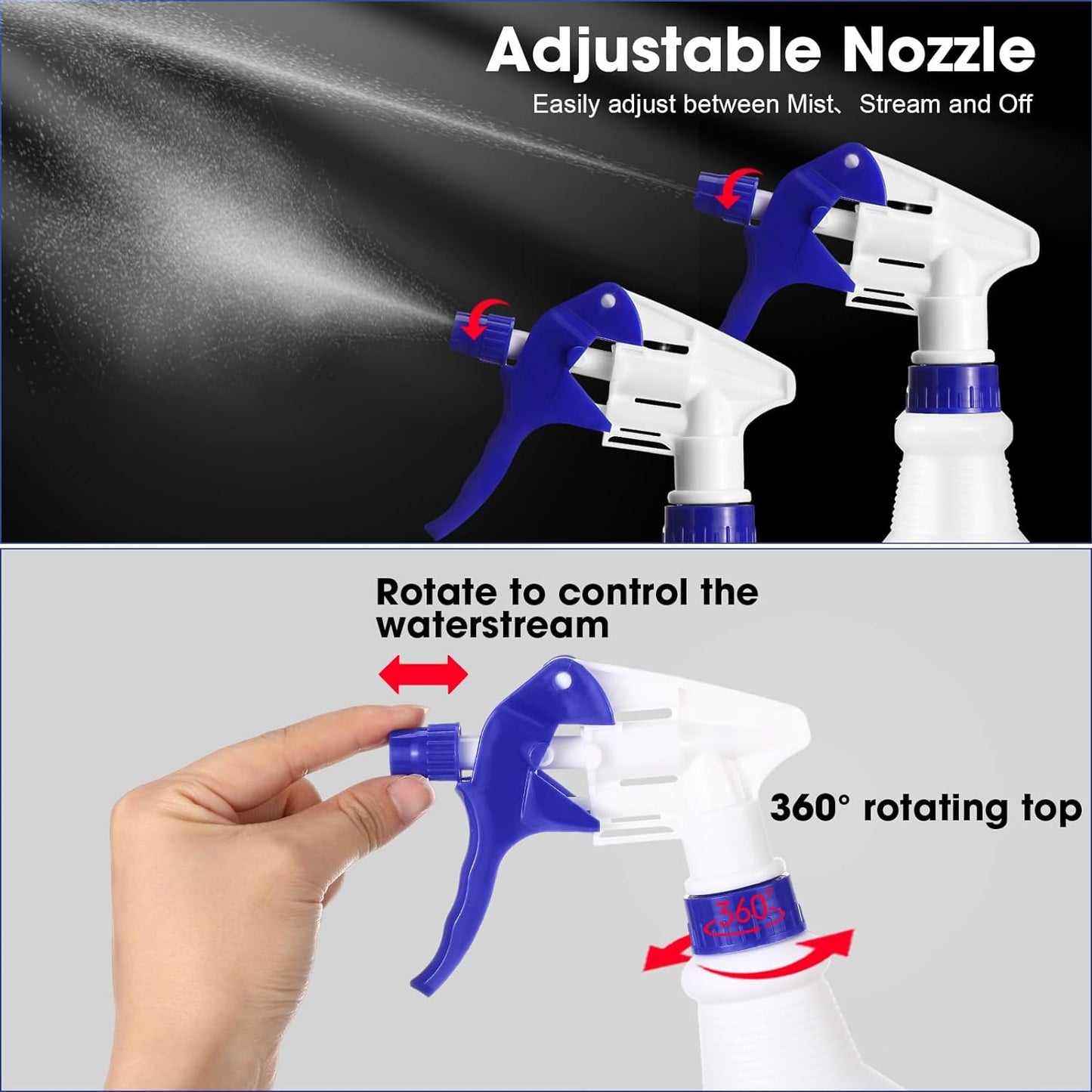 Eccliy 12 Pcs 16 Oz Plastic Spray Bottle, Adjustable Empty Reusable Sprayer for Cleaning, Planting, Water, Bathroom and Kitchen, BBQ, Commercial and Residential(Yellow, Blue,Original)