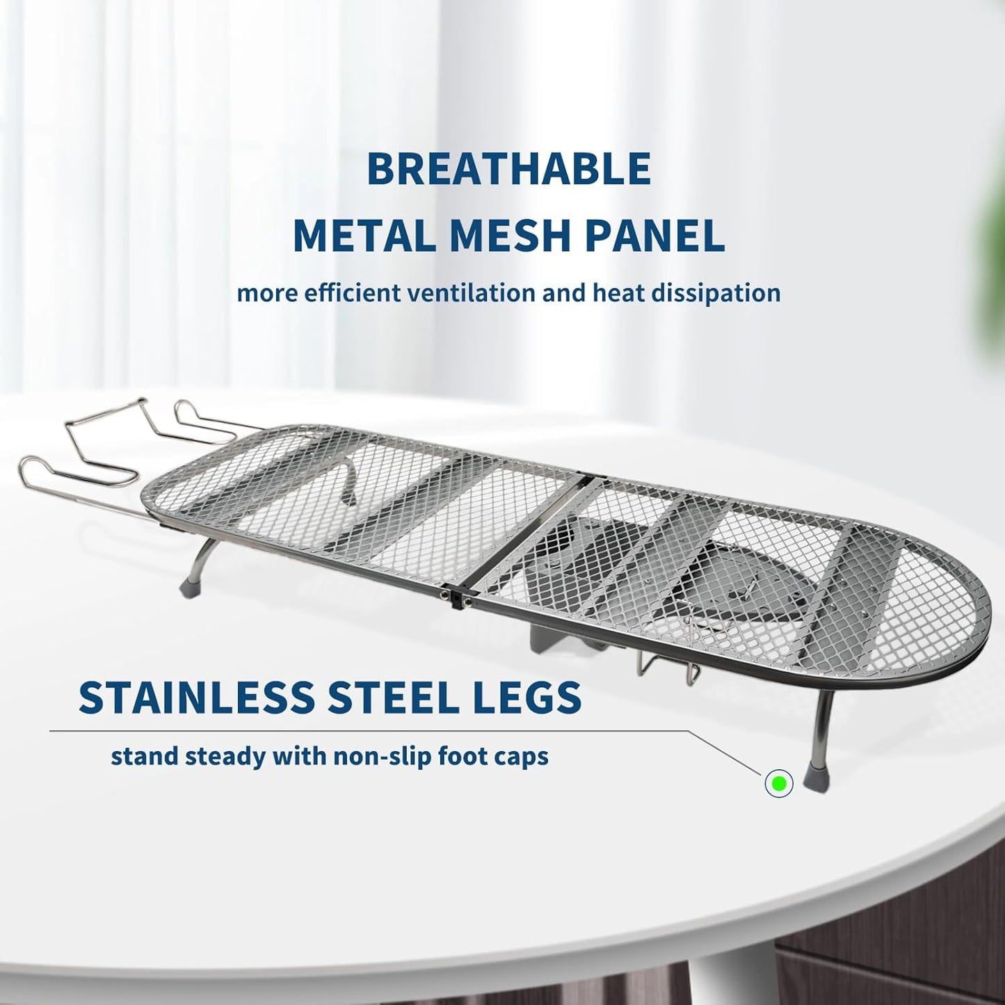 Tabletop Ironing Board Folding with Iron Holder and Iron Rest, Portable Space Saving Small Metal Ironing Board (Gray)