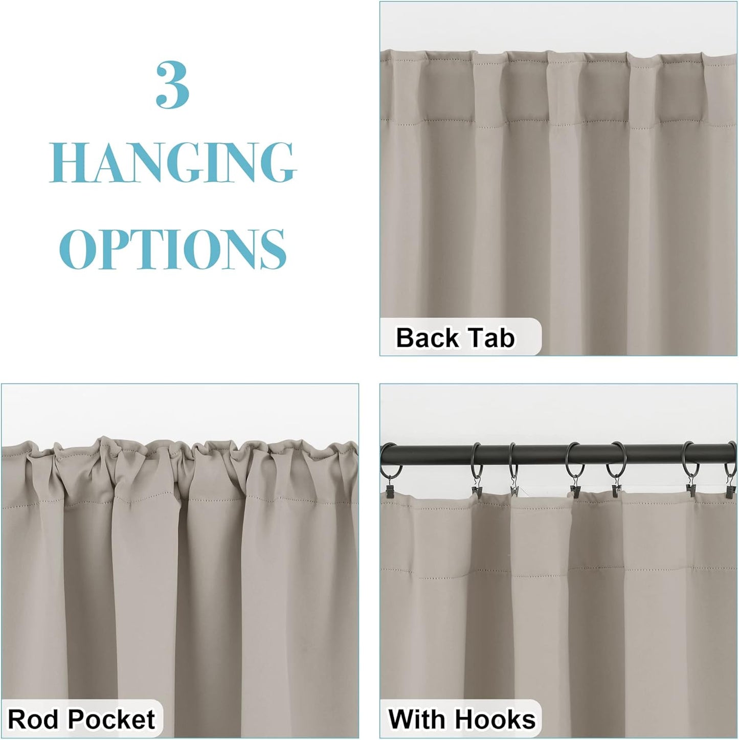 RYB HOME Blackout Curtains for Living Room Thermal Insulated Privacy Window Blinds for Kids Bedroom Cafe Bathroom Home Office, 42 inch Width x 54 inch Length, Sand, 2 Panels