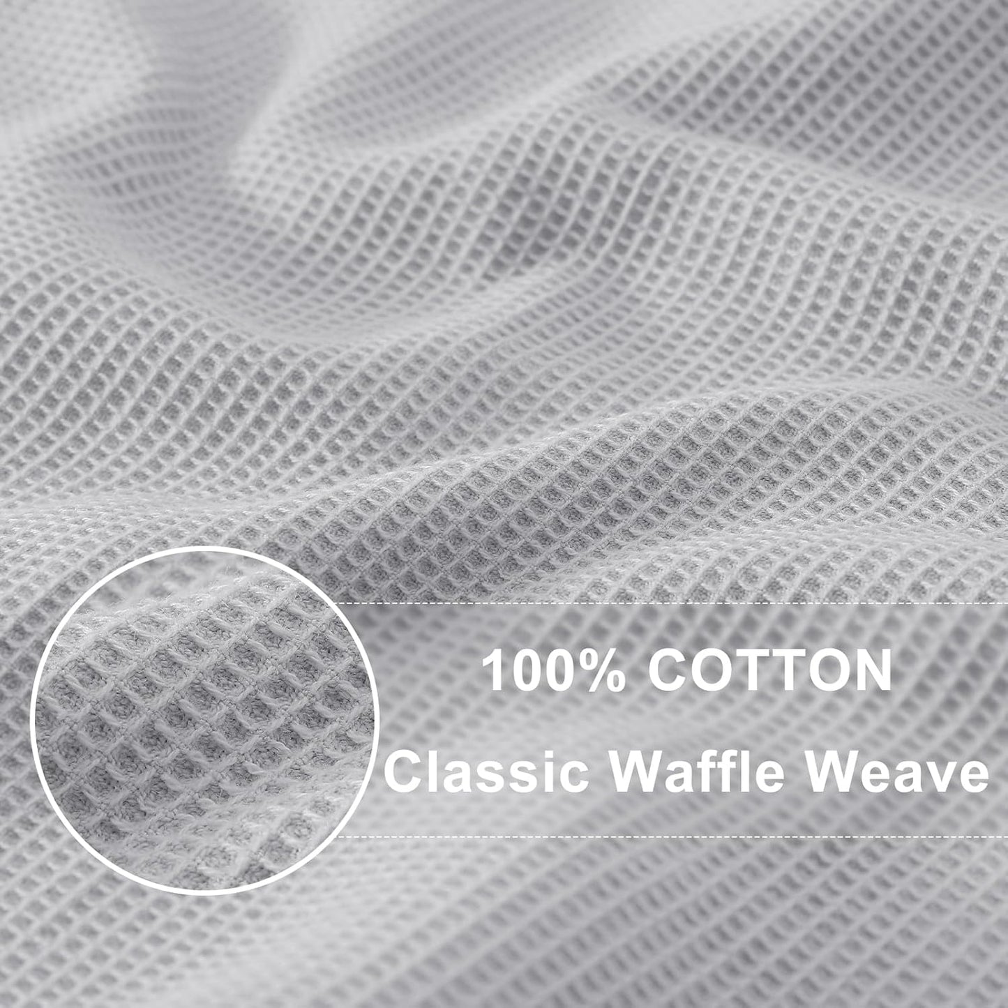 Homaxy 100% Cotton Waffle Weave Kitchen Towels - 6 Pack Soft and Absorbent Dish Towels - 16 x 26 Inches Quick Dry Hand Towels - Light Grey