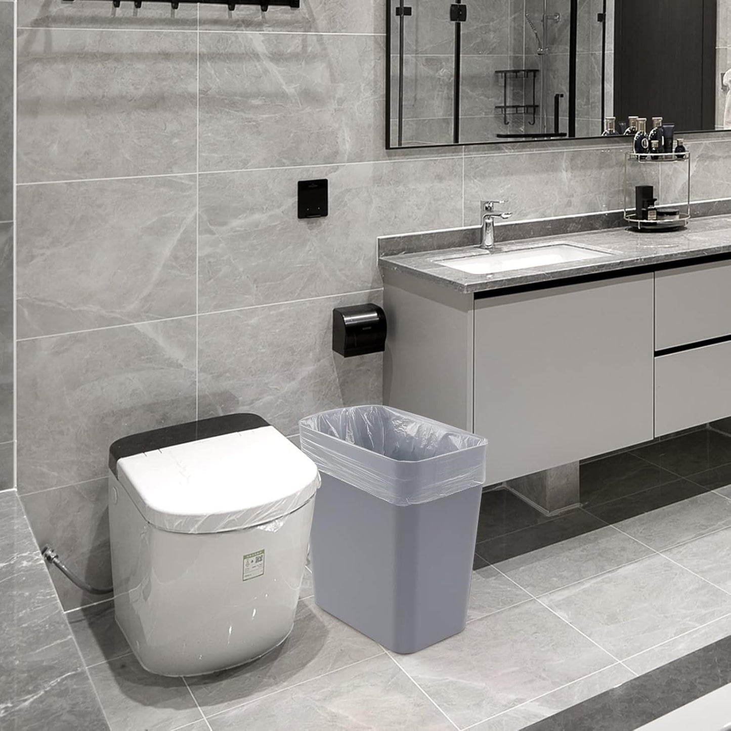 3-Pack 4.5 Gallon Trash Can, Gray Waste Bin for Under Desk, Kitchen, Home, Office