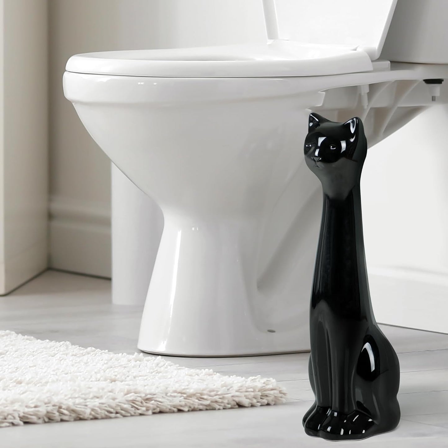 Allure Home Creation Black Cat 2-Piece Toilet Brush Holder and Brush Set