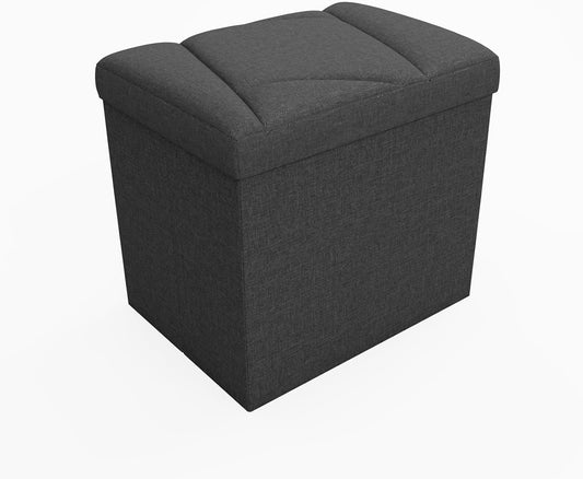 Folding Storage Ottoman Bench, 15 Inches End of Bed Bench, Folding Ottoman Storage for Bedroom, Entryway and Living Room, 15"x15"x15",Dark Gray