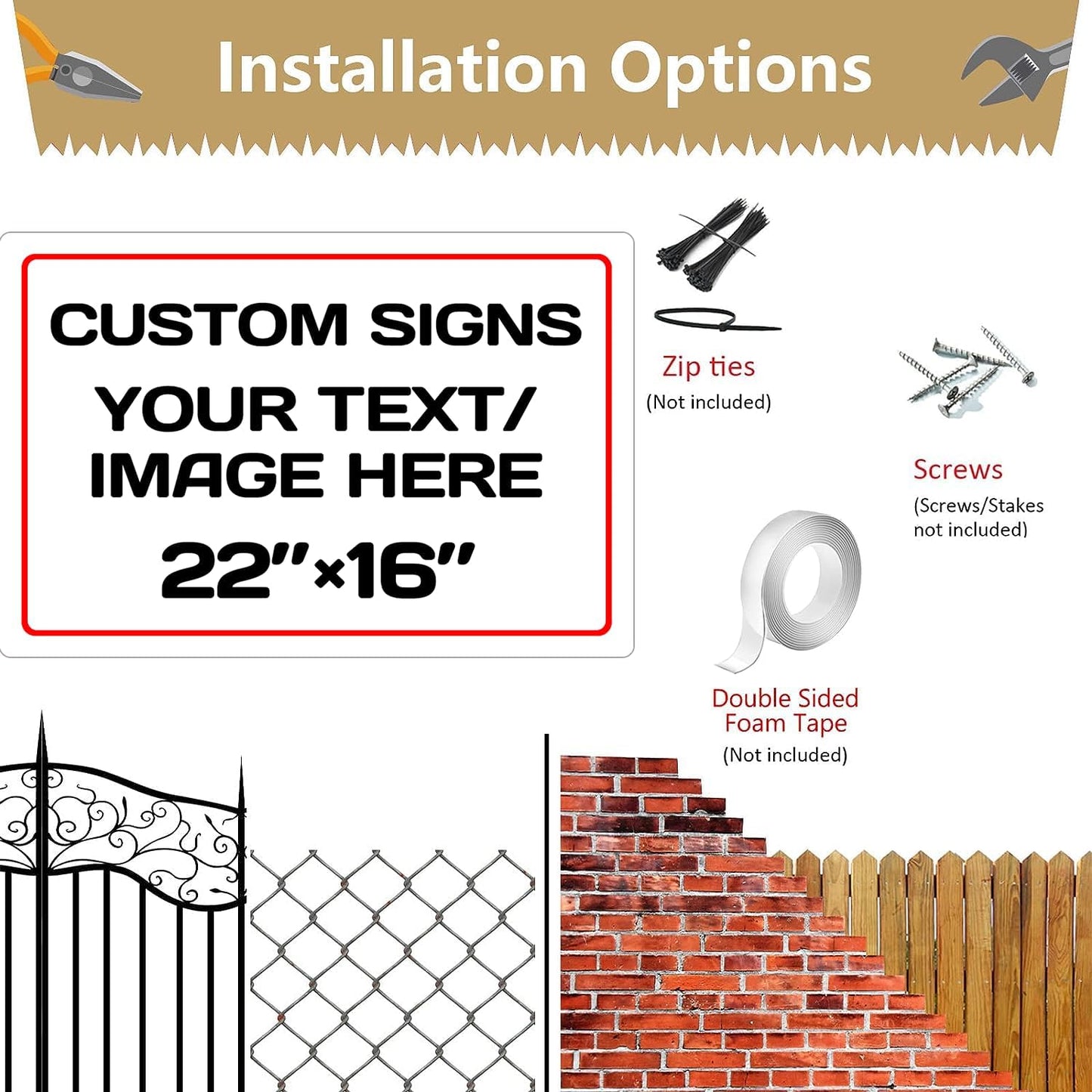 Personalized Aluminum Weatherproof Metal Signs - Multiple Sizes, Custom Text & Picture, Hazard, Garden, Custom Door Signs