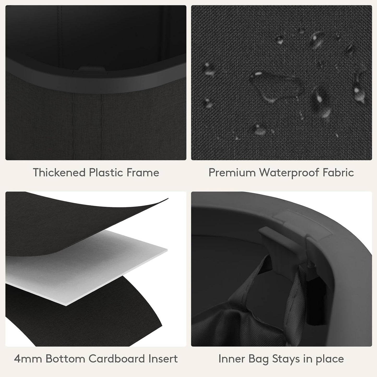 Lifewit 75L Slim Laundry Basket with Lid, Narrow Large Laundry Hamper with Plastic Handles and Removable Bag, Tall Foldable Dirty Clothes Hampers for Laundry Room, Bedroom, Bathroom, Dorm, Black