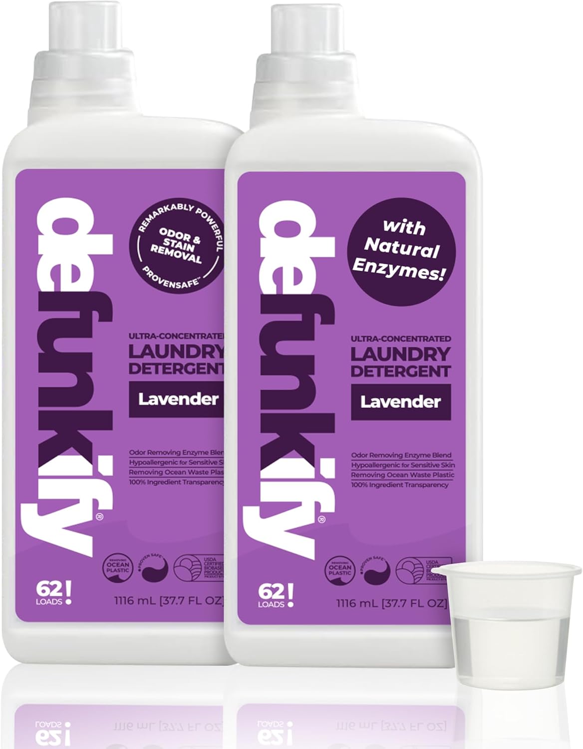 Laundry Detergent 62 Load/37.7 FlOz (2-Pack). 'Lavender' Liquid Laundry Detergent for Sensitive Skin. 'ProvenSafe' Laundry Soap Washing Detergent w/Odor & Stain Remover for Activewear & All Fabrics