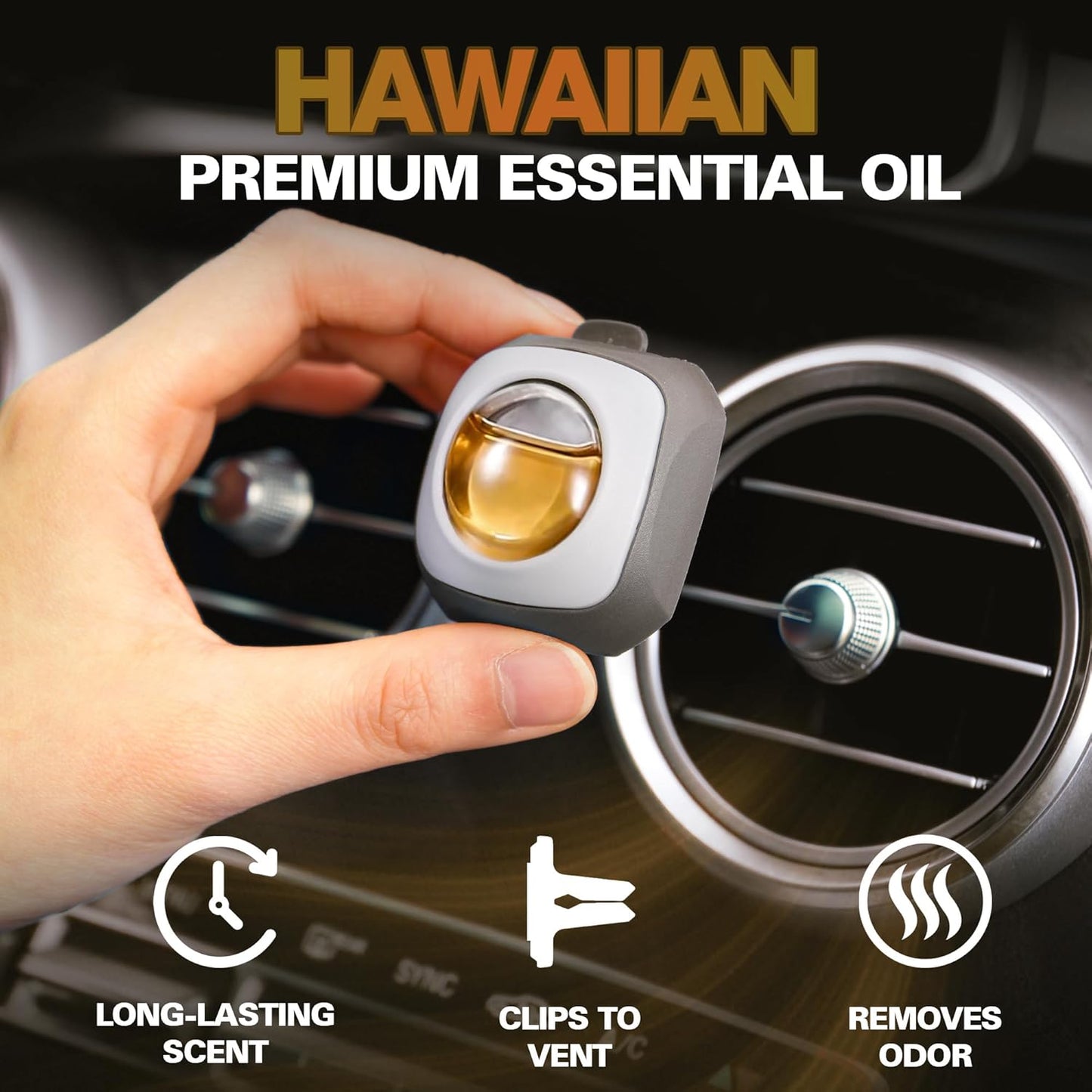 Air Jungles Hawaiian Scent Car Air Freshener Clip, 6 Vent Clips, 4 ml Each, Long Lasting Air Freshener, Up to 180 Days Car Refresher Odor Eliminator